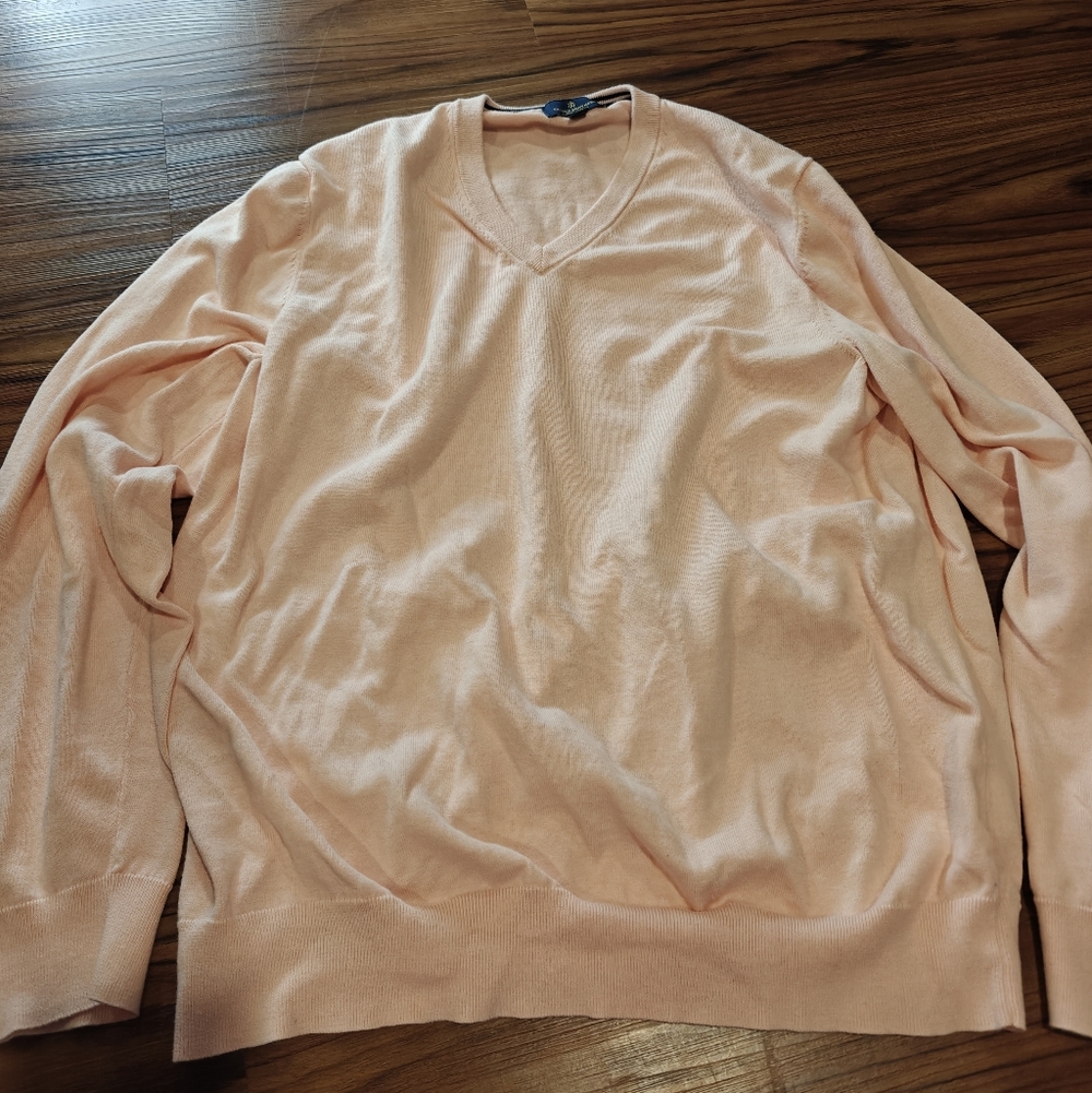 Brooks Brothers Soft Peach V-Neck Sweater
